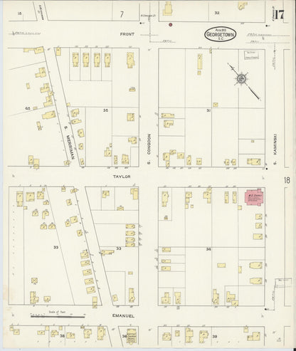 Sanborn Fire Insurance Map from Georgetown, Georgetown County, South Carolina (1913), Sheet #0017 - Complete Map Set gallery image, historic Sanborn map, vintage wall art, South Carolina South Carolina