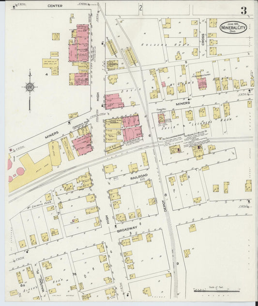 Sanborn Fire Insurance Map from Mineral City, Tuscarawas County, Ohio (1915), Sheet #0003 - Historic Sanborn Fire Insurance Map Print, vintage old map wall art, antique decor, genealogy gift, Ohio Ohio map