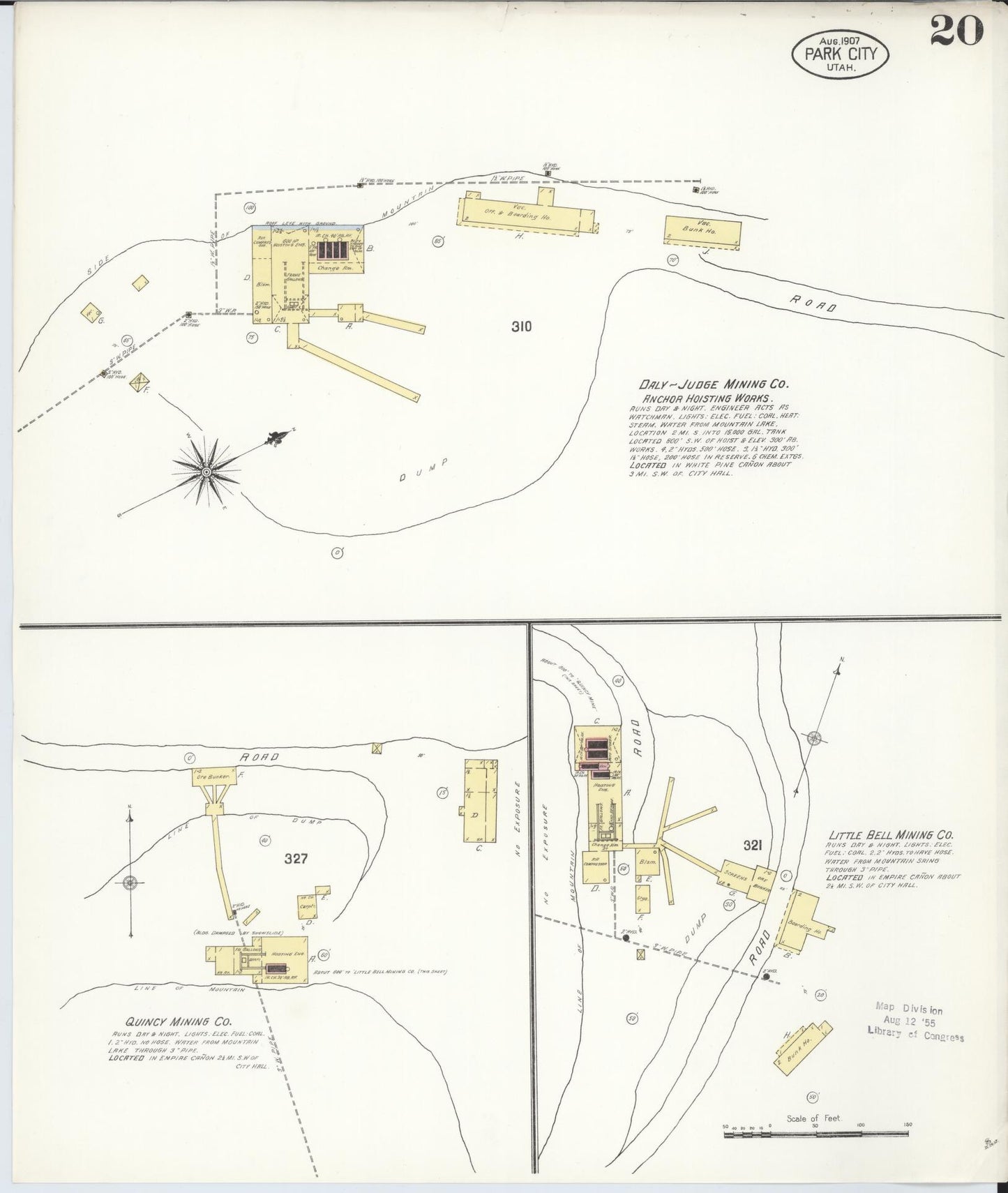 Sanborn Fire Insurance Map from Park City, Summit County, Utah (1907), Sheet #0020 - Complete Map Set gallery image, historic Sanborn map, vintage wall art, Utah Utah