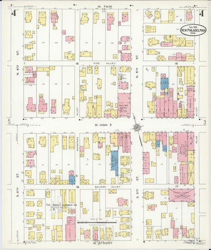 Sanborn Fire Insurance Map from New Philadelphia, Tuscarawas County, Ohio (1926), Sheet #0004 - Historic Sanborn Fire Insurance Map Print, vintage old map wall art, antique decor, genealogy gift, Ohio Ohio map