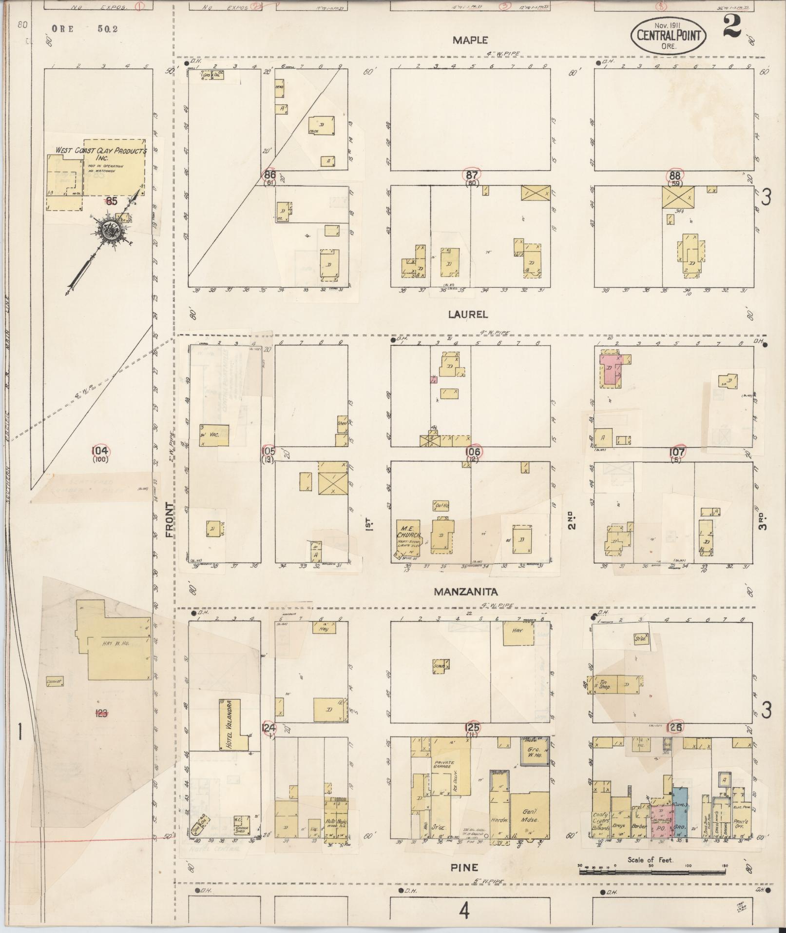 Sanborn Fire Insurance Map from Central Point, Jackson County, Oregon (1930), Sheet #0002 - Complete Map Set gallery image, historic Sanborn map, vintage wall art, Oregon Oregon