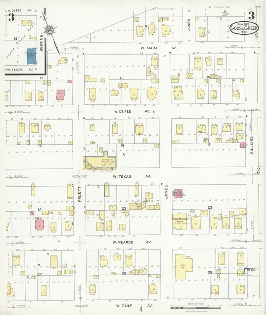 Sanborn Fire Insurance Map from Goose Creek, Harris County, Texas (1926), Sheet #0003 - Historic Sanborn Fire Insurance Map Print, vintage old map wall art, antique decor, genealogy gift, Texas Texas map