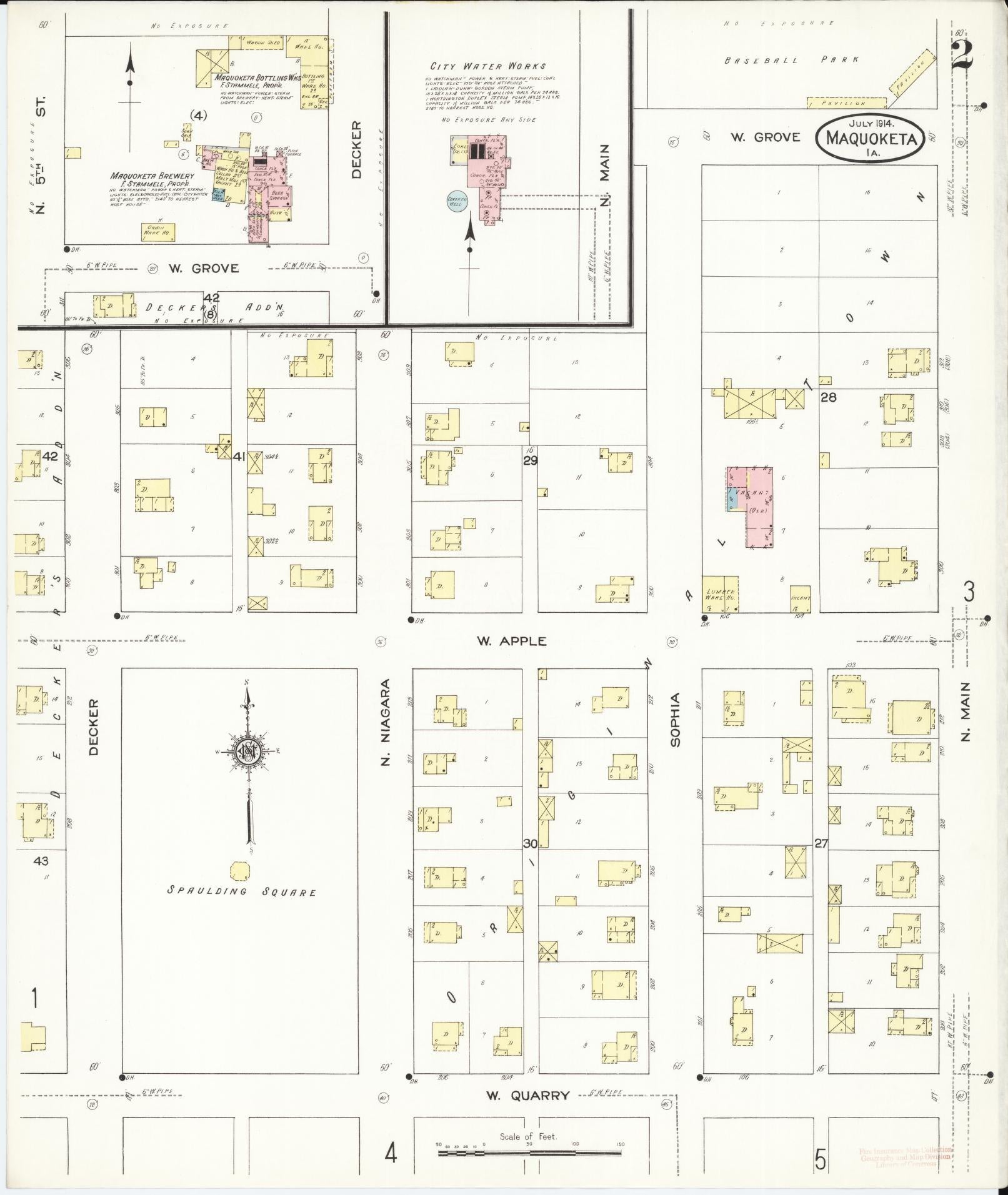Sanborn Fire Insurance Map from Maquoketa, Jackson County, Iowa (1914), Sheet #0002 - Historic Sanborn Fire Insurance Map Print