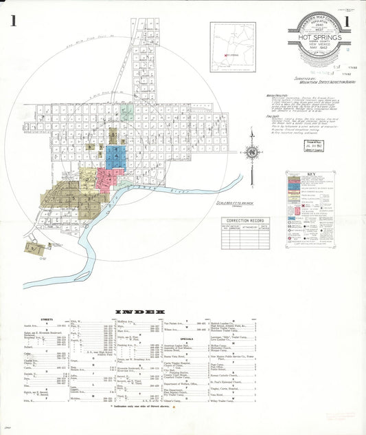 Sanborn Fire Insurance Map from Hot Springs, Sierra County, New Mexico (1942), Sheet #0001 - Complete Map Set gallery image, historic Sanborn map, vintage wall art, New Mexico New Mexico