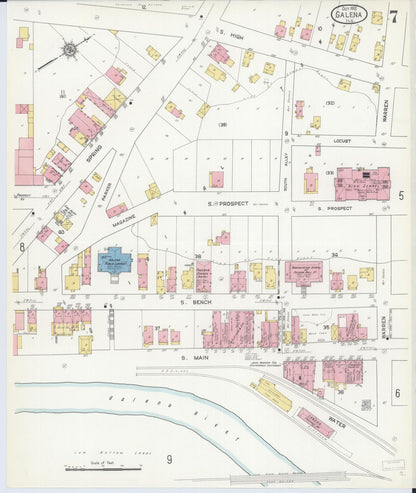 Sanborn Fire Insurance Map from Galena, Jo Daviess County, Illinois (1912), Sheet #0007 - Complete Map Set gallery image, historic Sanborn map, vintage wall art, Illinois Illinois