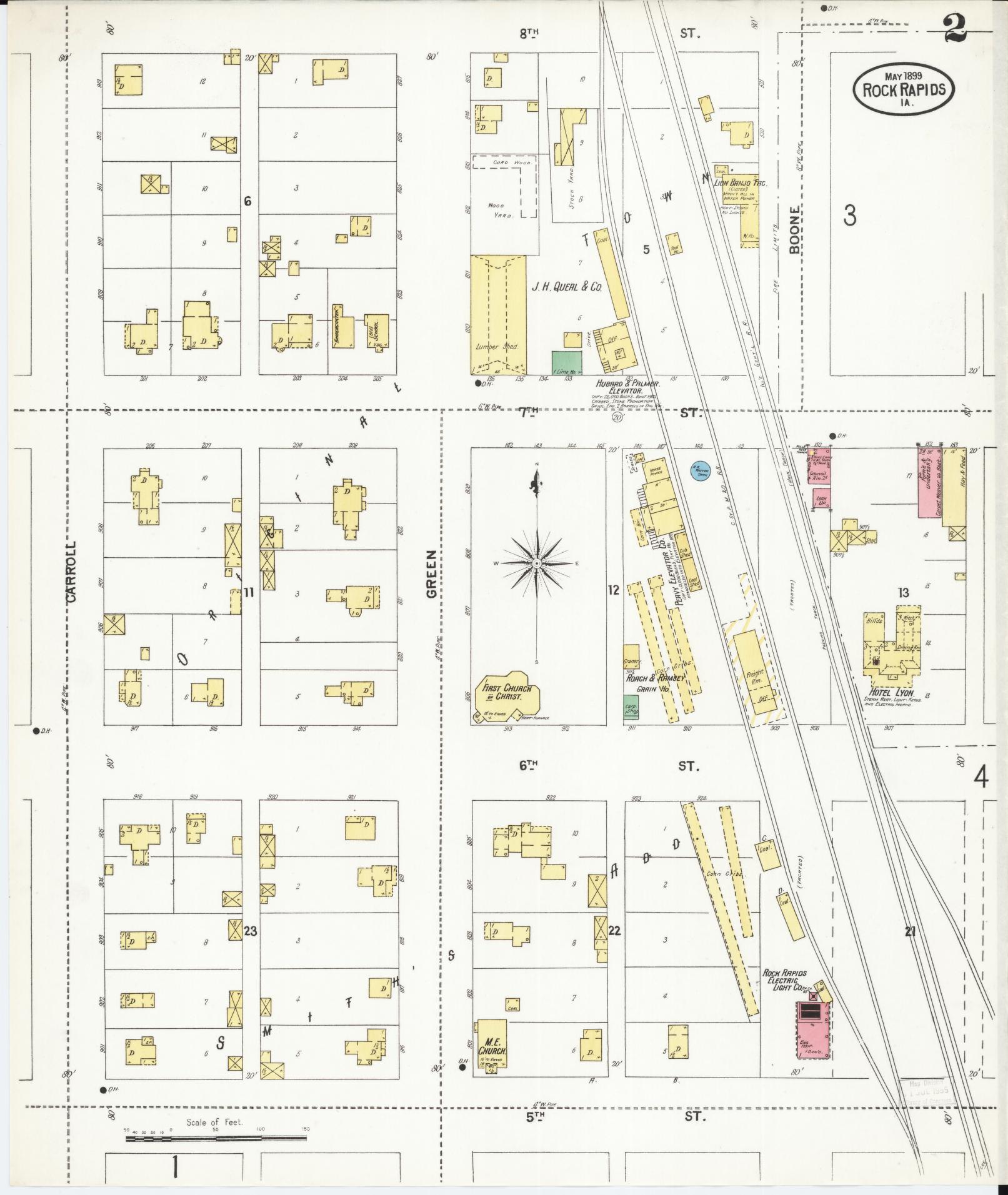 Sanborn Fire Insurance Map from Rock Rapids, Lyon County, Iowa (1899), Sheet #0002 - Historic Sanborn Fire Insurance Map Print, vintage old map wall art