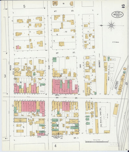 Sanborn Fire Insurance Map from Waseca, Waseca County, Minnesota (1899), Sheet #0002 - Historic Sanborn Fire Insurance Map Print, vintage old map wall art, antique decor, genealogy gift, Minnesota Minnesota map