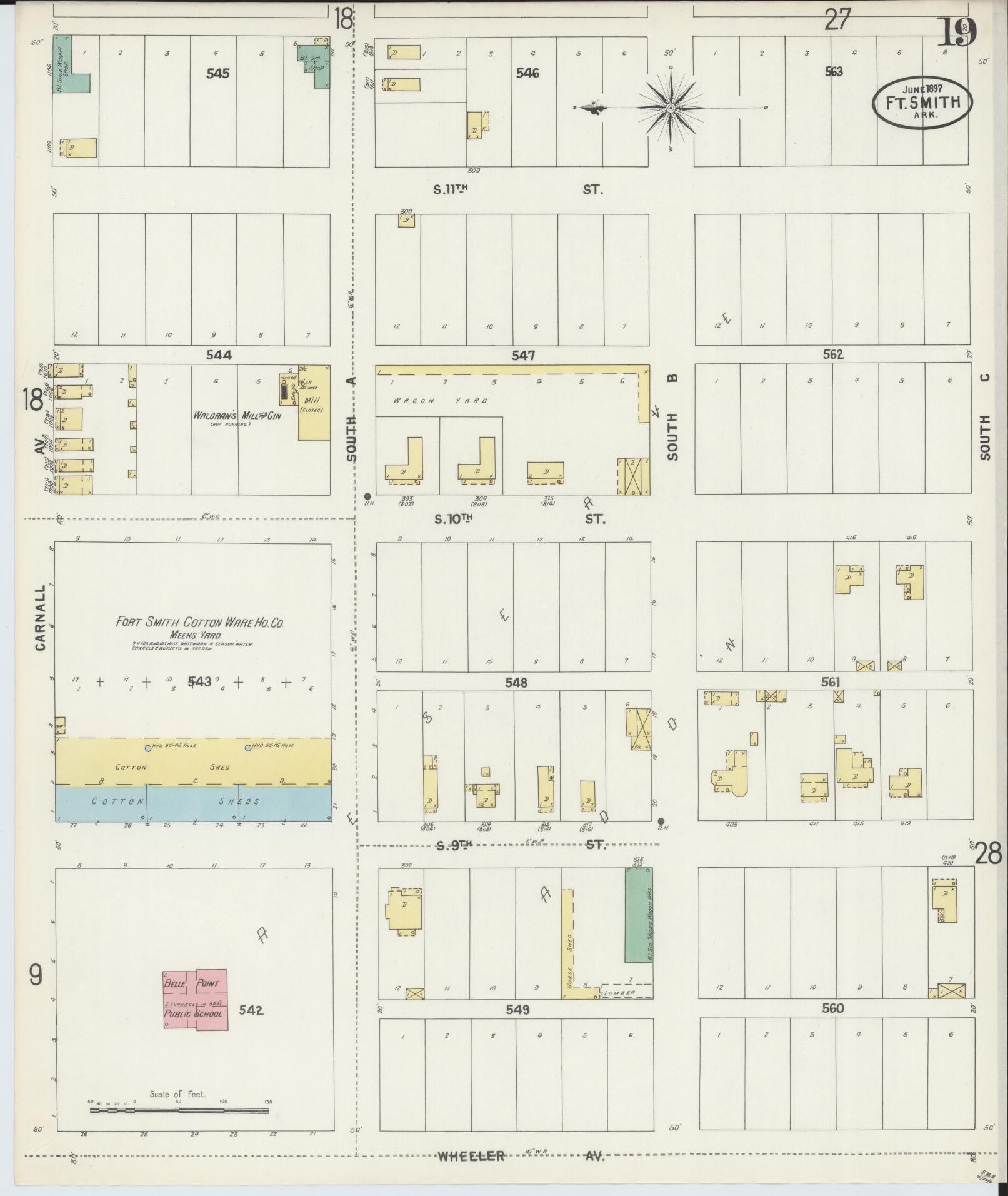 Sanborn Fire Insurance Map from Fort Smith, Sebastian County, Arkansas (1897), Sheet #0019 - Complete Map Set gallery image, historic Sanborn map, vintage wall art, Arkansas Arkansas