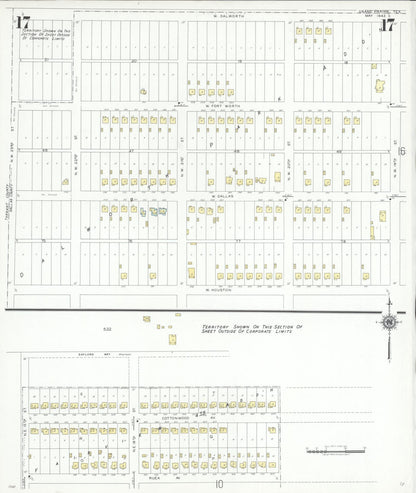 Sanborn Fire Insurance Map from Grand Prairie, Dallas County, Texas (1943), Sheet #0017 - Historic Sanborn Fire Insurance Map Print, vintage old map wall art, antique decor, genealogy gift, Texas Texas map