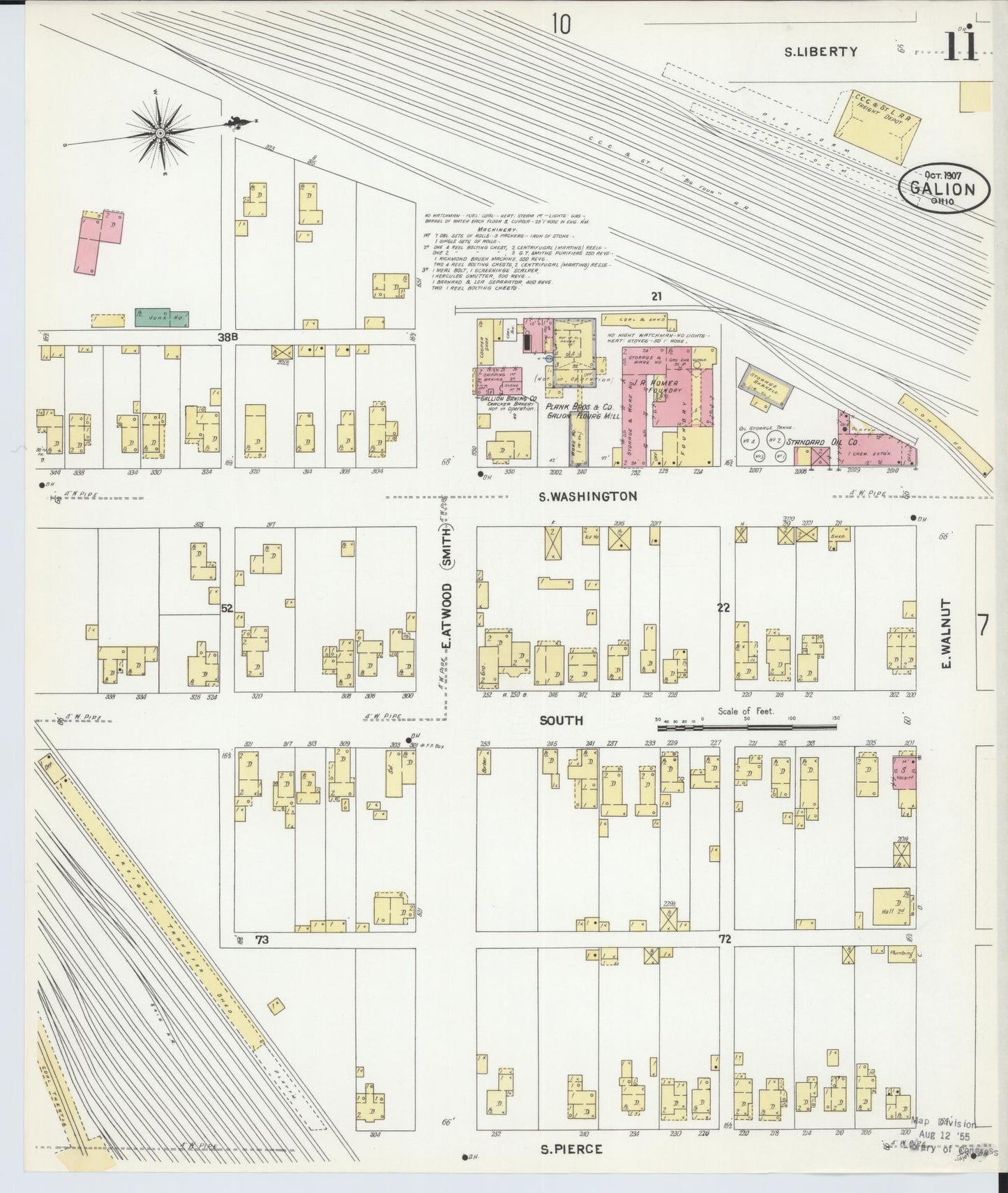 Sanborn Fire Insurance Map from Galion, Crawford County, Ohio (1907), Sheet #0011 - Complete Map Set gallery image, historic Sanborn map, vintage wall art, Ohio Ohio