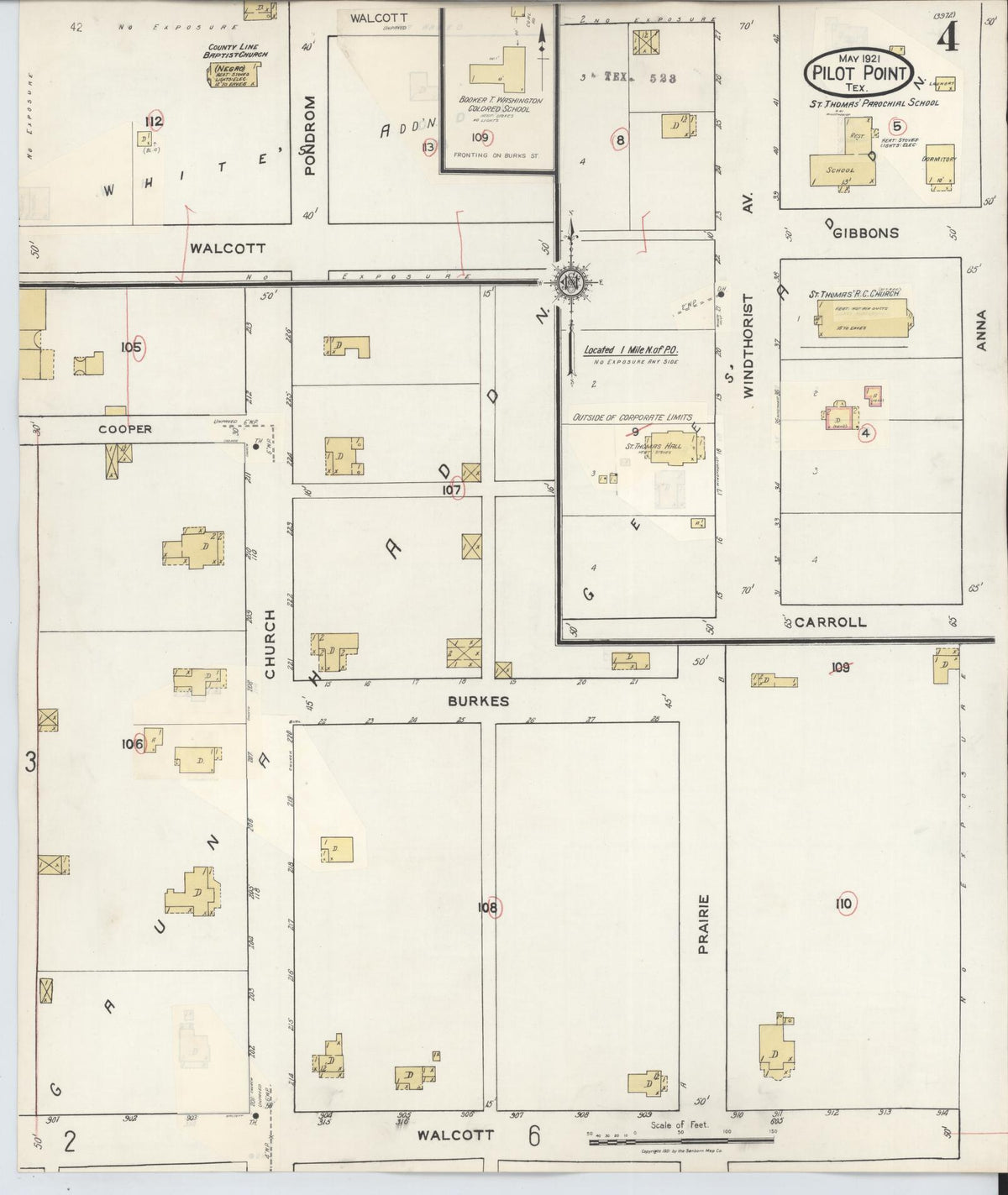 Sanborn Fire Insurance Map from Pilot Point, Denton County, Texas (1940), Sheet #0004 - Complete Map Set gallery image, historic Sanborn map, vintage wall art, Texas Texas