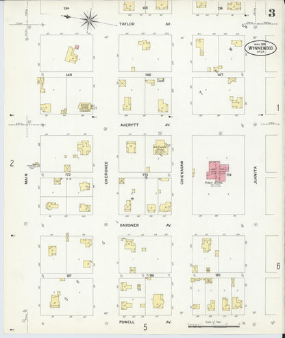 Sanborn Fire Insurance Map from Wynnewood, Garvin County, Oklahoma (1908), Sheet #0003 - Complete Map Set gallery image, historic Sanborn map, vintage wall art, Oklahoma Oklahoma