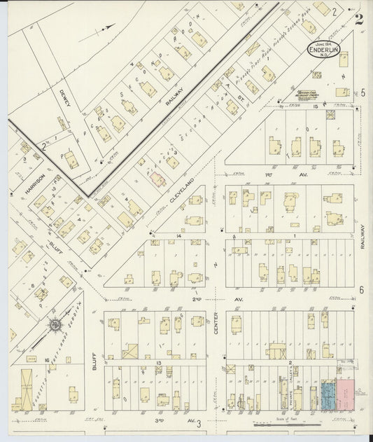 Sanborn Fire Insurance Map from Enderlin, Ransom County, North Dakota (1914), Sheet #0002 - Historic Sanborn Fire Insurance Map Print, vintage old map wall art, antique decor, genealogy gift, North Dakota North Dakota map