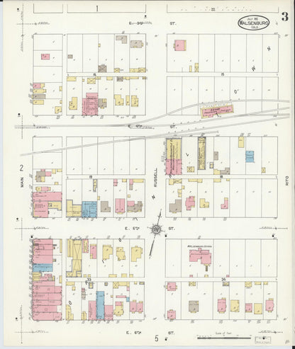 Sanborn Fire Insurance Map from Walsenburg, Huerfano County, Colorado (1912), Sheet #0003 - Complete Map Set gallery image, historic Sanborn map, vintage wall art, Colorado Colorado