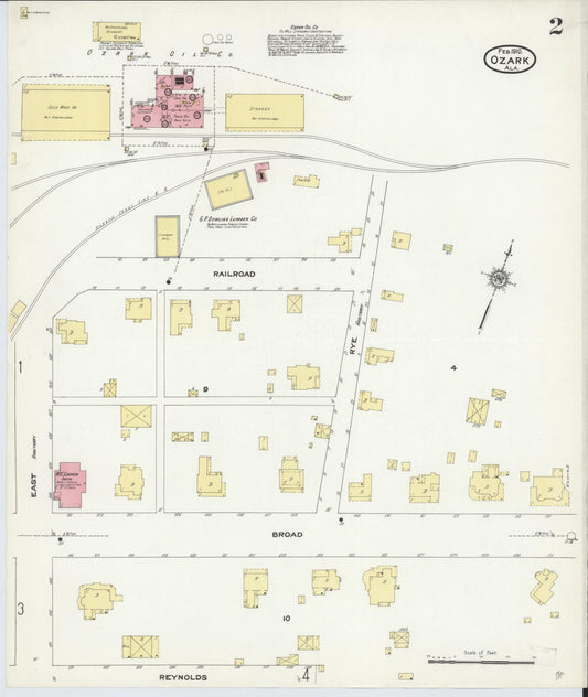 Sanborn Fire Insurance Map from Ozark, Dale County, Alabama (1910), Sheet #0002 - Historic Sanborn Fire Insurance Map Print, vintage old map wall art, antique decor, genealogy gift, Alabama Alabama map