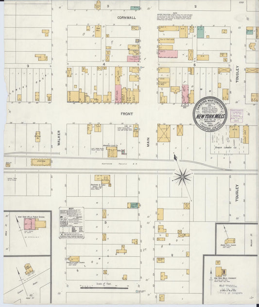 Sanborn Fire Insurance Map from New York Mills, Otter Tail County, Minnesota (1904), Sheet #0001 - Historic Sanborn Fire Insurance Map Print, vintage old map wall art, antique decor, genealogy gift, Minnesota Minnesota map