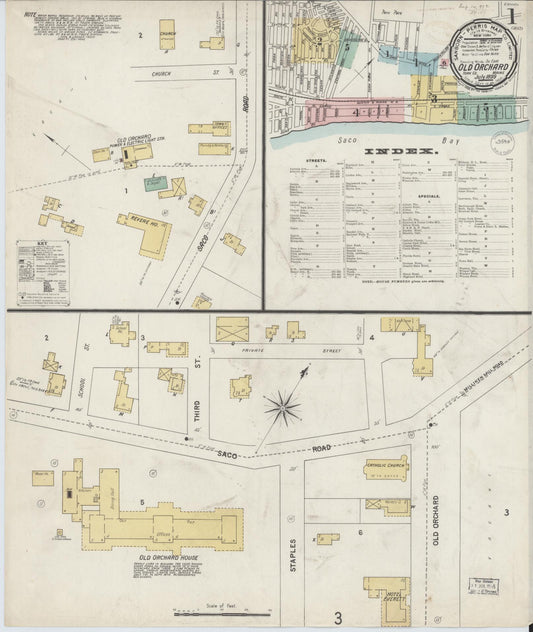 Sanborn Fire Insurance Map from Old Orchard, York County, Maine (1899), Sheet #0001 - Complete Map Set gallery image, historic Sanborn map, vintage wall art, Maine Maine