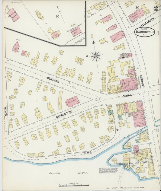 Sanborn Fire Insurance Map from Baldwinsville, Onondaga County, New York (1890), Sheet #0002 - Historic Sanborn Fire Insurance Map Print, vintage old map wall art, antique decor, genealogy gift, New York New York map