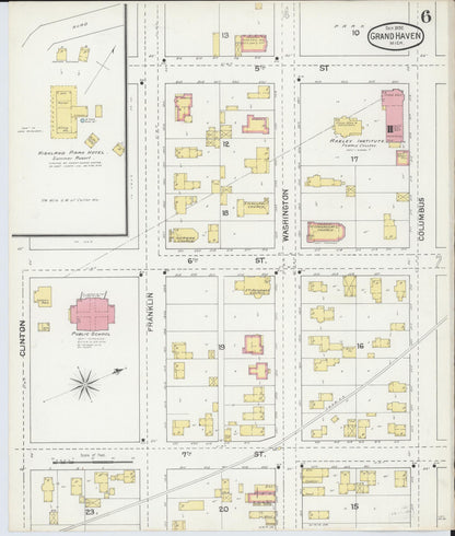 Sanborn Fire Insurance Map from Grand Haven, Ottawa County, Michigan (1892), Sheet #0006 - Complete Map Set gallery image, historic Sanborn map, vintage wall art, Michigan Michigan