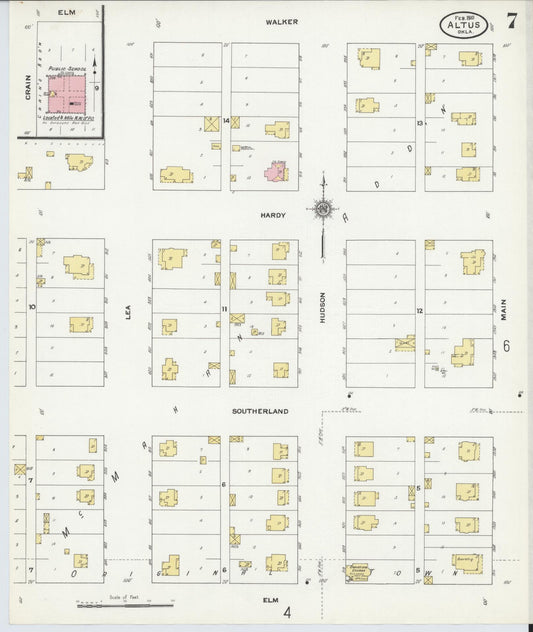 Sanborn Fire Insurance Map from Altus, Jackson County, Oklahoma (1910), Sheet #0007 - Historic Sanborn Fire Insurance Map Print, vintage old map wall art, antique decor, genealogy gift, Oklahoma Oklahoma map