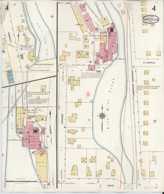 Sanborn Fire Insurance Map from Marcellus, Onondaga County, New York (1937), Sheet #0004 - Historic Sanborn Fire Insurance Map Print, vintage old map wall art, antique decor, genealogy gift, New York New York map
