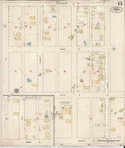 Sanborn Fire Insurance Map from Tonopah, Nye County, Nevada (1941), Sheet #0013 - Complete Map Set gallery image, historic Sanborn map, vintage wall art, Nevada Nevada