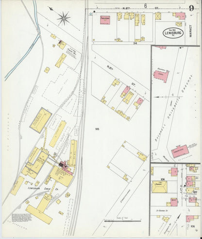 Sanborn Fire Insurance Map from Lewisburg, Union County, Pennsylvania (1901), Sheet #0009 - Complete Map Set gallery image, historic Sanborn map, vintage wall art, Pennsylvania Pennsylvania
