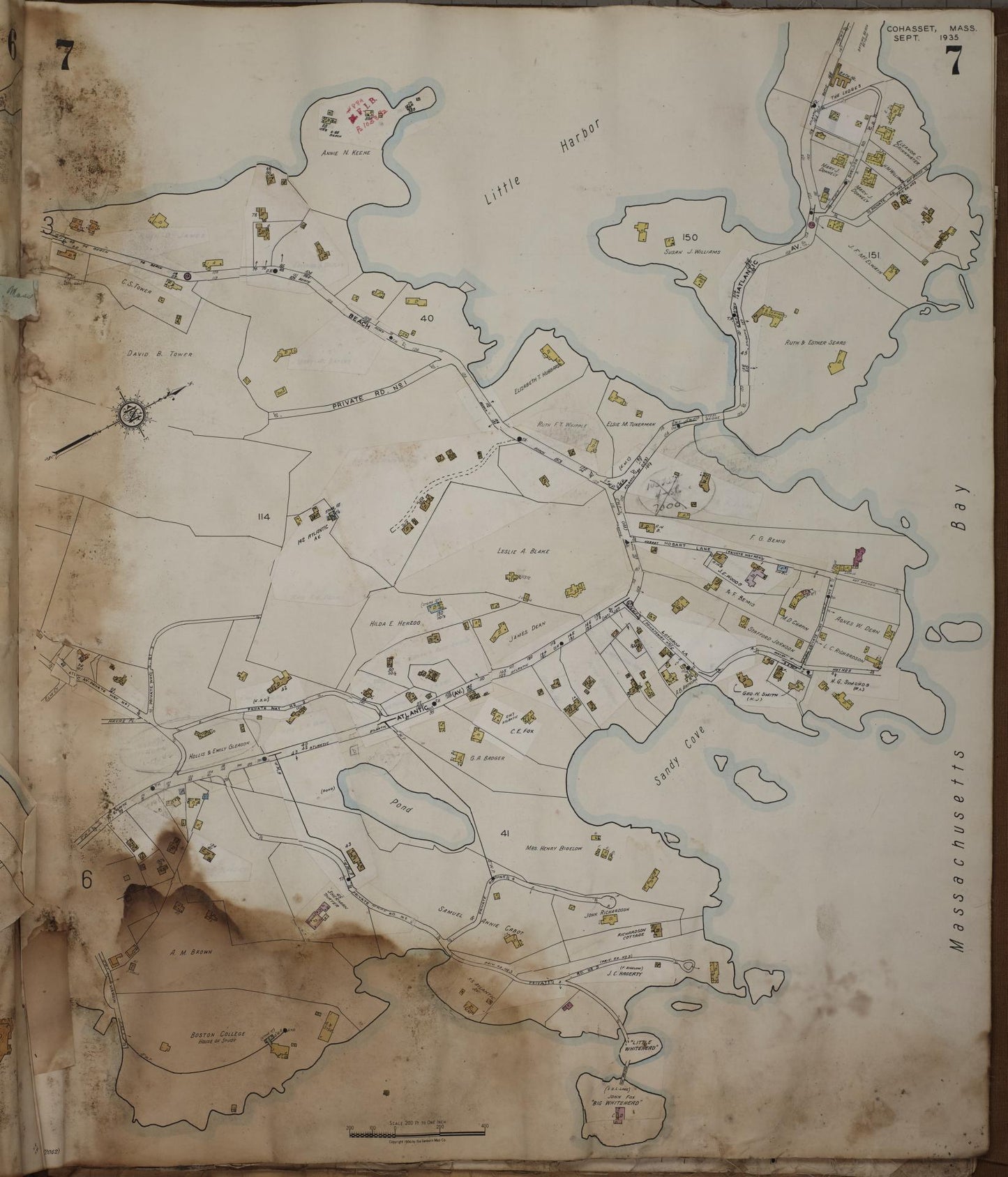Sanborn Fire Insurance Map from Cohasset, Norfolk County, Massachusetts (1963), Sheet #0007 - Complete Map Set gallery image, historic Sanborn map, vintage wall art, Massachusetts Massachusetts