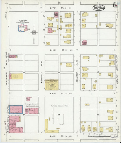 Sanborn Fire Insurance Map from Sheffield, Colbert County, Alabama (1921), Sheet #0008 - Complete Map Set gallery image, historic Sanborn map, vintage wall art, Alabama Alabama