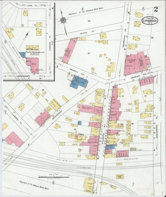 Sanborn Fire Insurance Map from Lynbrook, Nassau County, New York (1919), Sheet #0002 - Historic Sanborn Fire Insurance Map Print, vintage old map wall art, antique decor, genealogy gift, New York New York map