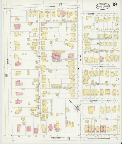 Sanborn Fire Insurance Map from Charleston, Kanawha County, West Virginia (1907), Sheet #0019 - Complete Map Set gallery image, historic Sanborn map, vintage wall art, West Virginia West Virginia