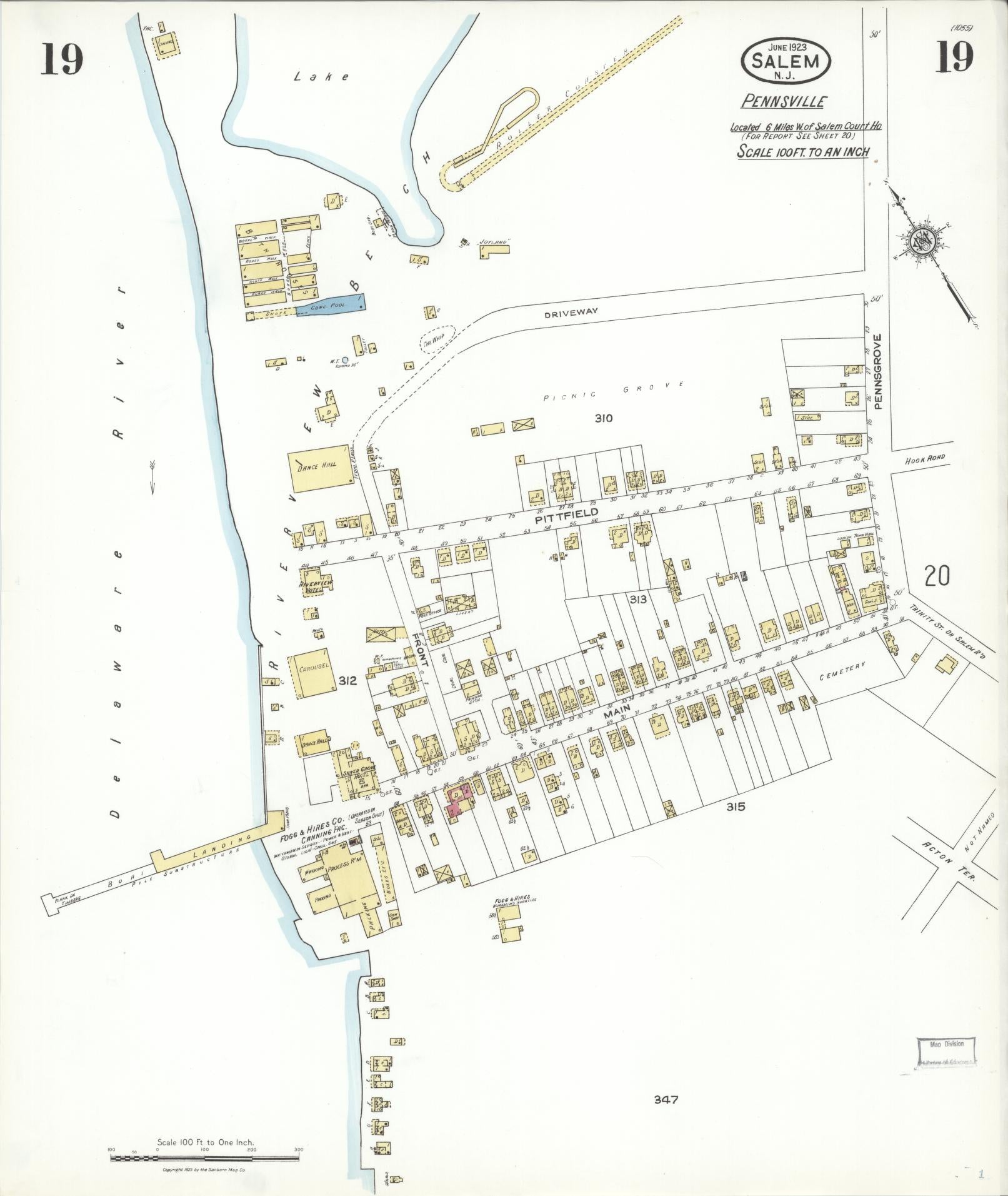 Sanborn Fire Insurance Map from Salem, Salem County, New Jersey (1923), Sheet #0019 - Complete Map Set gallery image, historic Sanborn map, vintage wall art, New Jersey New Jersey