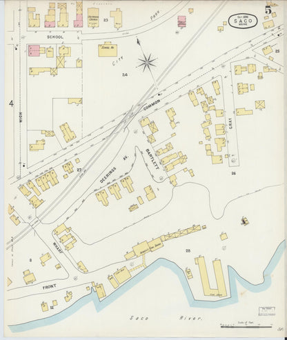 Sanborn Fire Insurance Map from Saco, York County, Maine (1896), Sheet #0005 - Complete Map Set gallery image, historic Sanborn map, vintage wall art, Maine Maine