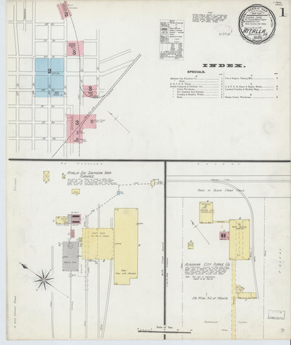 Sanborn Fire Insurance Map from Attalla, Etowah County, Alabama (1892), Sheet #0001 - Complete Map Set gallery image, historic Sanborn map, vintage wall art, Alabama Alabama