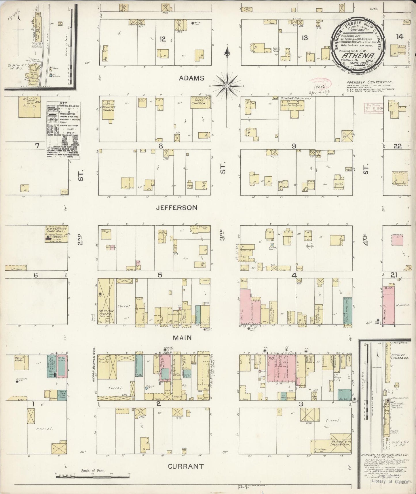 Sanborn Fire Insurance Map from Athena, Umatilla County, Oregon (1893), Sheet #0001 - Historic Sanborn Fire Insurance Map Print, vintage old map wall art, antique decor, genealogy gift, Oregon Oregon map