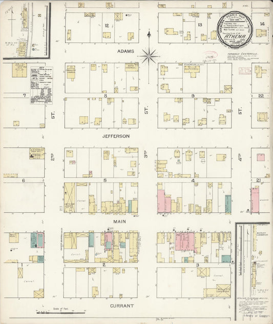 Sanborn Fire Insurance Map from Athena, Umatilla County, Oregon (1893), Sheet #0001 - Historic Sanborn Fire Insurance Map Print, vintage old map wall art, antique decor, genealogy gift, Oregon Oregon map