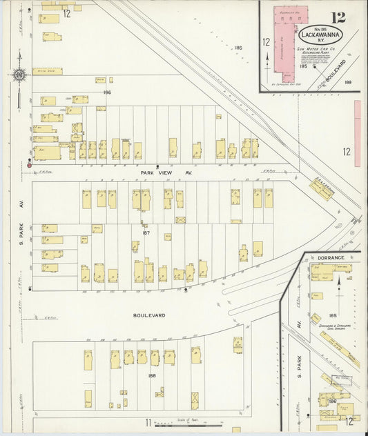 Sanborn Fire Insurance Map from Lackawanna, Erie County, New York (1915), Sheet #0012 - Historic Sanborn Fire Insurance Map Print, vintage old map wall art, antique decor, genealogy gift, New York New York map