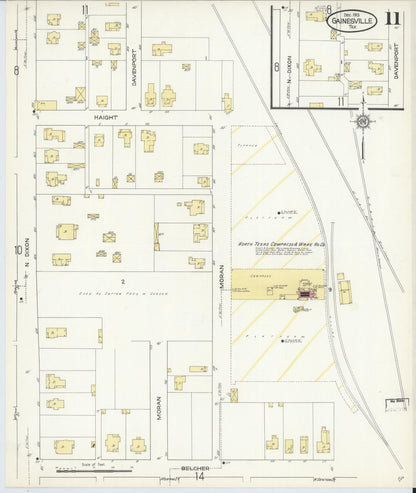 Sanborn Fire Insurance Map from Gainesville, Cooke County, Texas (1913), Sheet #0011 - Complete Map Set gallery image, historic Sanborn map, vintage wall art, Texas Texas