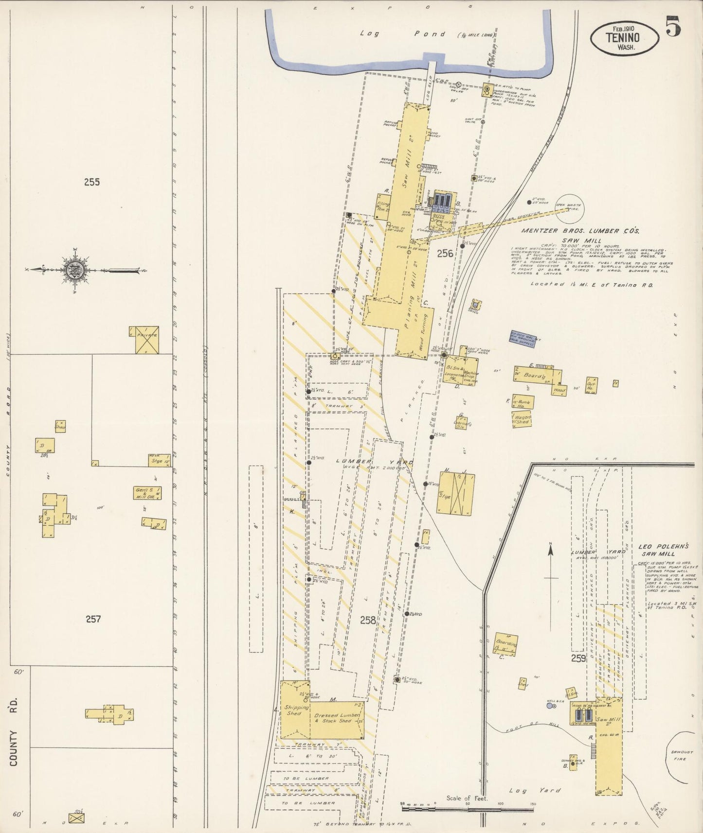Sanborn Fire Insurance Map from Tenino, Thurston County, Washington (1910), Sheet #0005 - Complete Map Set gallery image, historic Sanborn map, vintage wall art, Washington Washington