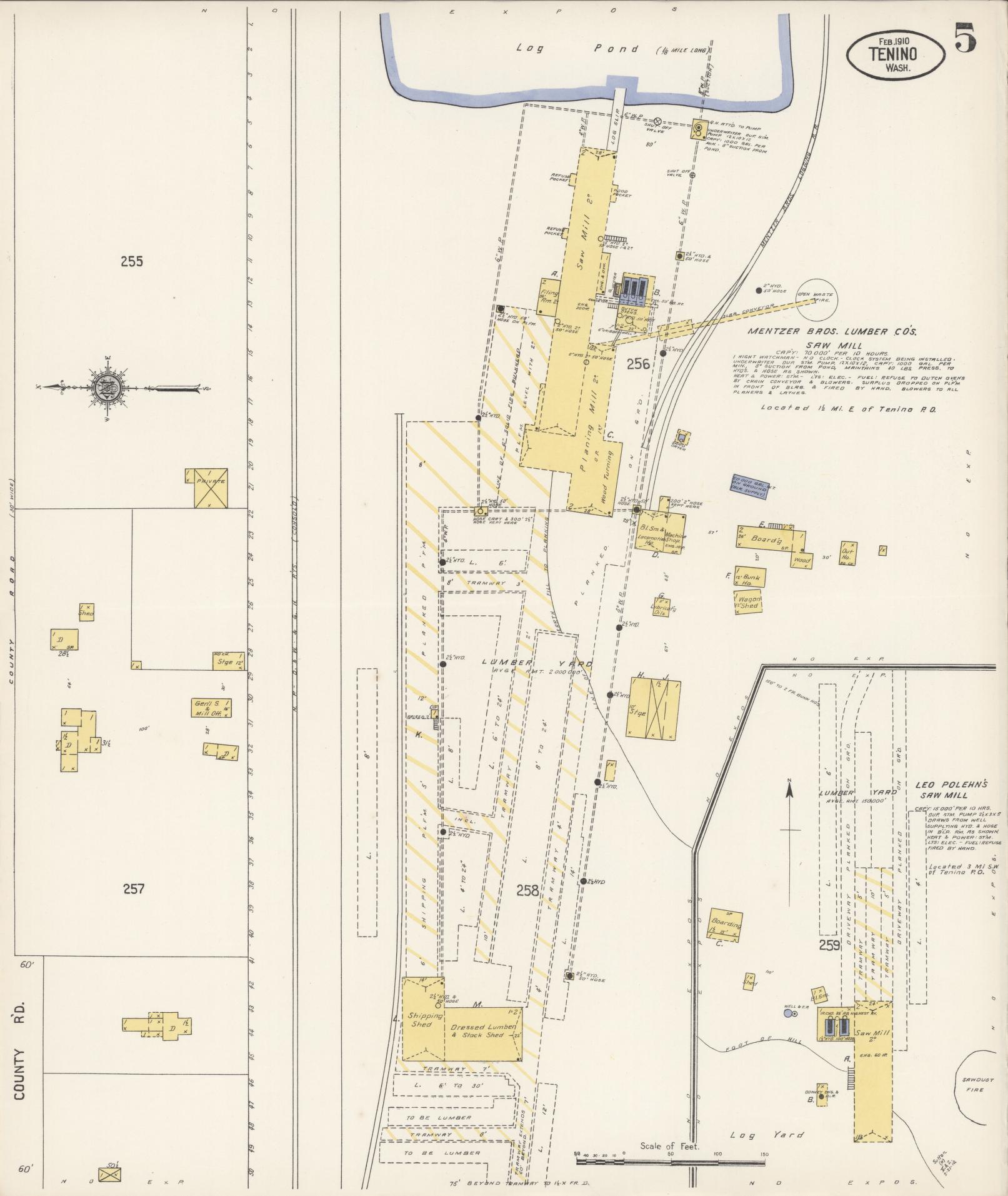 Sanborn Fire Insurance Map from Tenino, Thurston County, Washington (1910), Sheet #0005 - Complete Map Set gallery image, historic Sanborn map, vintage wall art, Washington Washington