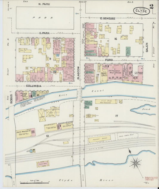 Sanborn Fire Insurance Map from Clyde, Wayne County, New York (1890), Sheet #0002 - Complete Map Set gallery image, historic Sanborn map, vintage wall art, New York New York
