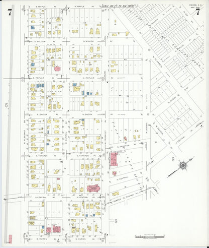 Sanborn Fire Insurance Map from Pierre, Hughes County, South Dakota (1941), Sheet #0007 - Complete Map Set gallery image, historic Sanborn map, vintage wall art, South Dakota South Dakota