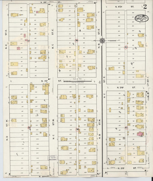 Sanborn Fire Insurance Map from Gas City, Grant County, Indiana (1932), Sheet #0002 - Historic Sanborn Fire Insurance Map Print, vintage old map wall art, antique decor, genealogy gift, Indiana Indiana map