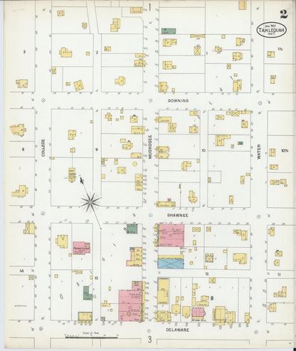 Sanborn Fire Insurance Map from Tahlequah, Cherokee County, Oklahoma (1901), Sheet #0002 - Complete Map Set gallery image, historic Sanborn map, vintage wall art, Oklahoma Oklahoma