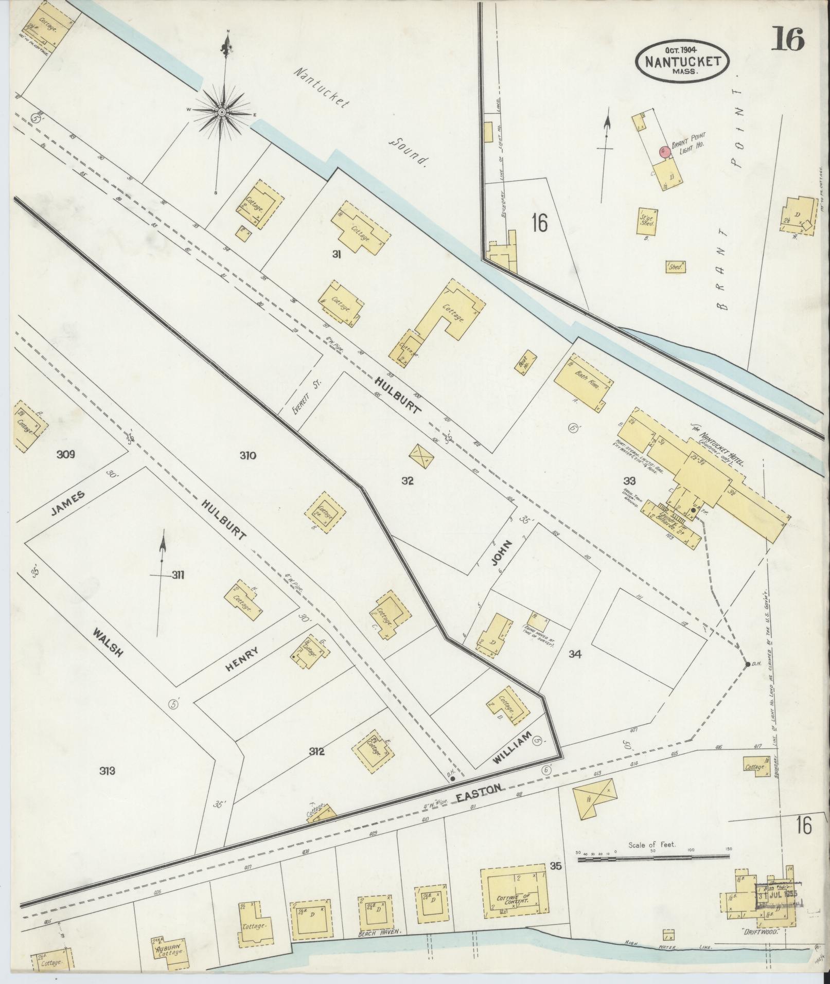 Sanborn Fire Insurance Map from Nantucket, Nantucket County, Massachusetts (1904), Sheet #0016 - Complete Map Set gallery image, historic Sanborn map, vintage wall art, Massachusetts Massachusetts