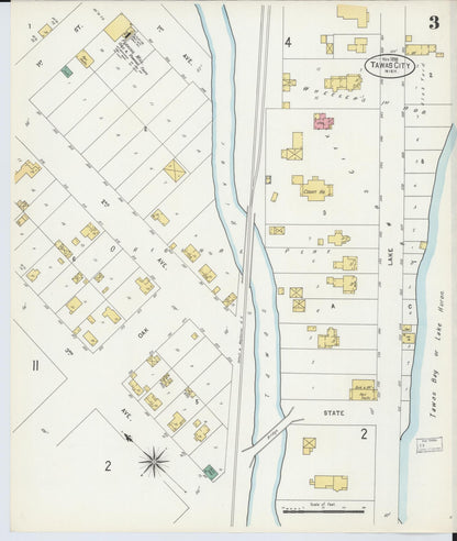 Sanborn Fire Insurance Map from Tawas City, Iosco County, Michigan (1898), Sheet #0003 - Complete Map Set gallery image, historic Sanborn map, vintage wall art, Michigan Michigan