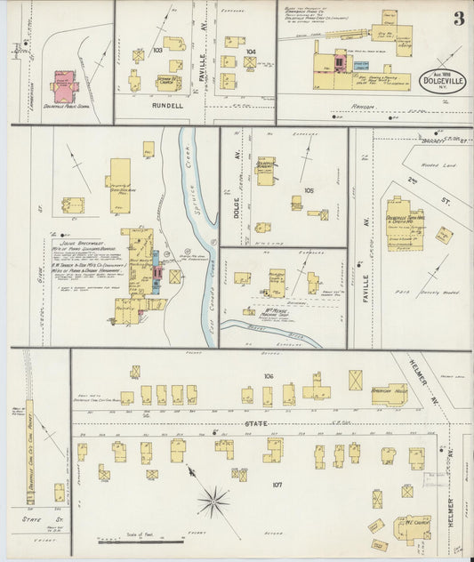 Sanborn Fire Insurance Map from Dolgeville, Hirkimer County, New York (1898), Sheet #0003 - Historic Sanborn Fire Insurance Map Print, vintage old map wall art, antique decor, genealogy gift, New York New York map
