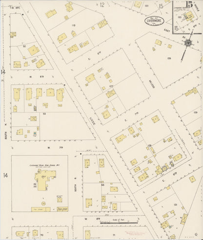 Sanborn Fire Insurance Map from Livermore, Alameda County, California (1917), Sheet #0015 - Complete Map Set gallery image, historic Sanborn map, vintage wall art, California California