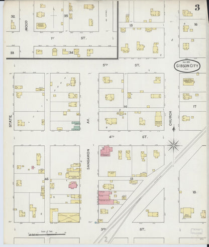 Sanborn Fire Insurance Map from Gibson City, Ford County, Illinois (1892), Sheet #0003 - Historic Sanborn Fire Insurance Map Print, vintage old map wall art, antique decor, genealogy gift, Illinois Illinois map