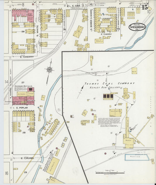 Sanborn Fire Insurance Map from Shenandoah, Schuylkill County, Pennsylvania (1921), Sheet #0015 - Historic Sanborn Fire Insurance Map Print, vintage old map wall art, antique decor, genealogy gift, Pennsylvania Pennsylvania map